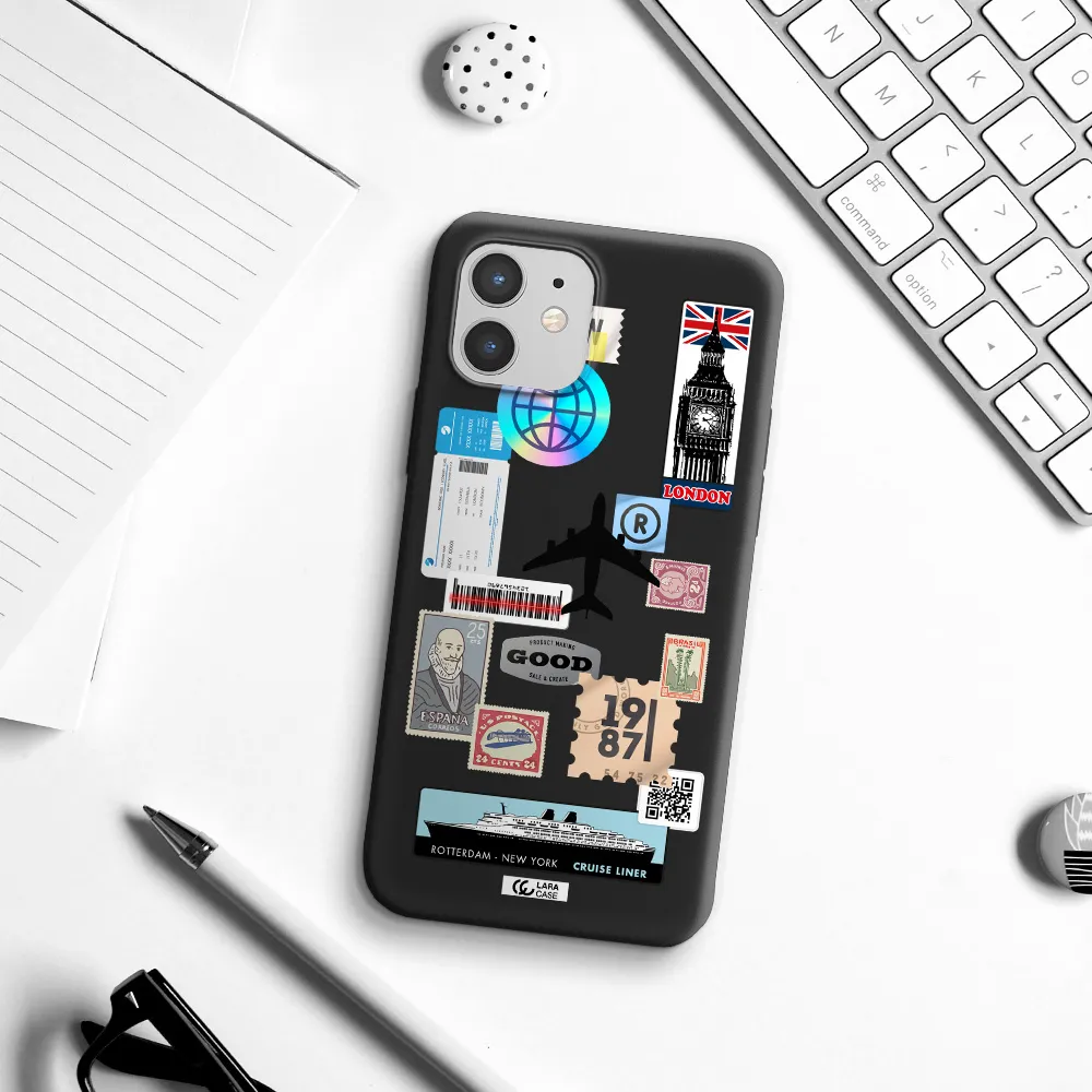 Stamp Stickers Apple iPhone 12 mini Silicone black Case