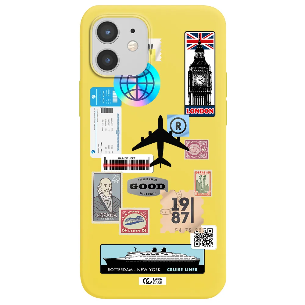 Stamp Stickers Apple iPhone 12 mini Silicone canary yellow Case