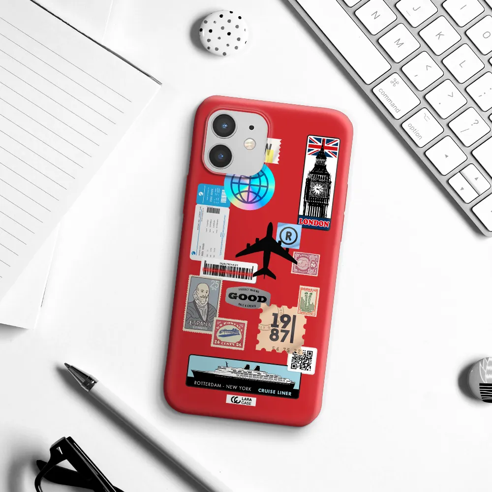 Stamp Stickers Apple iPhone 12 mini Silicone Imperial Red Case