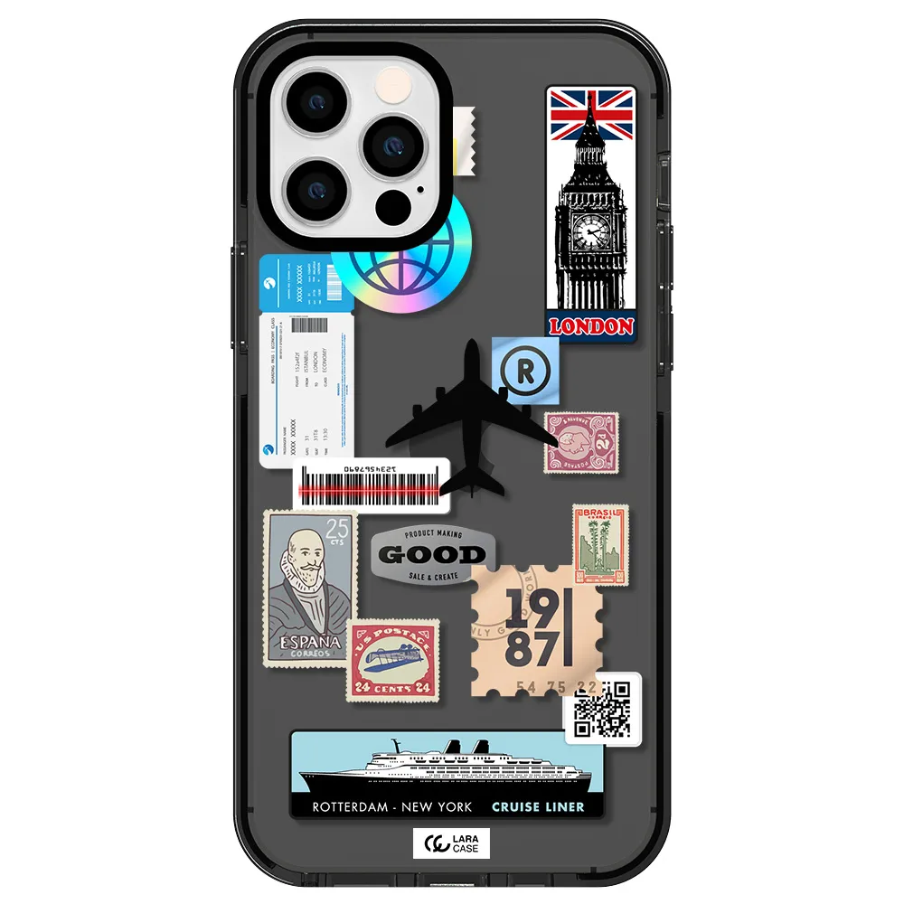 Stamp Stickers Apple iPhone 12 pro impact Smoke Black Case