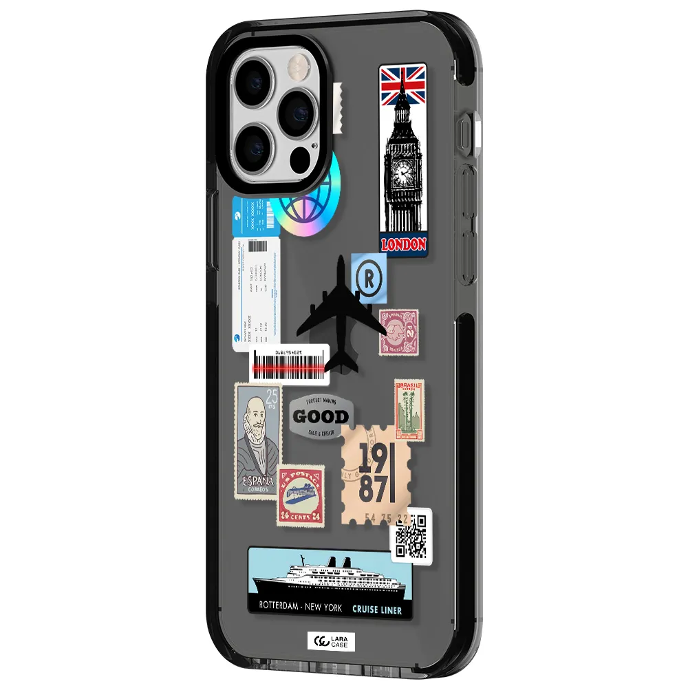 Stamp Stickers Apple iPhone 12 pro impact Smoke Black Case