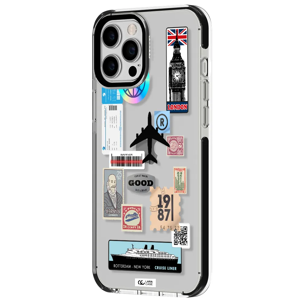 Stamp Stickers Apple iPhone 12 pro max impact black border Case