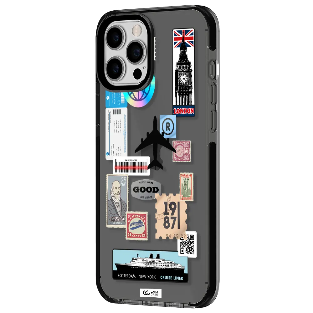 Stamp Stickers Apple iPhone 12 pro max impact Smoke Black Case