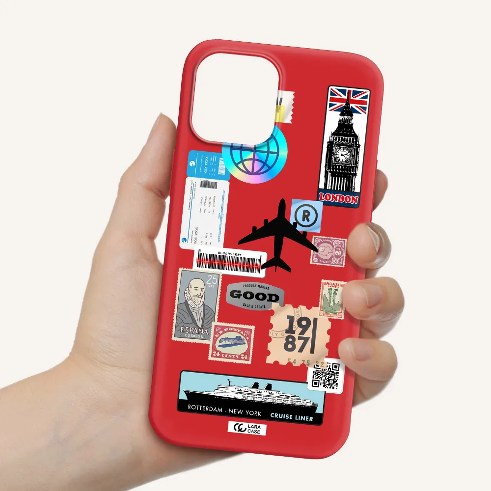 Stamp Stickers Apple iPhone 12 pro max Silicone Imperial Red Case