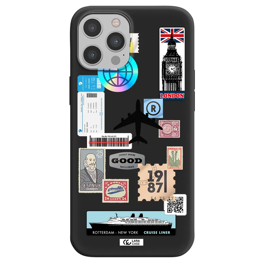 Stamp Stickers Apple iPhone 12 pro Silicone black Case