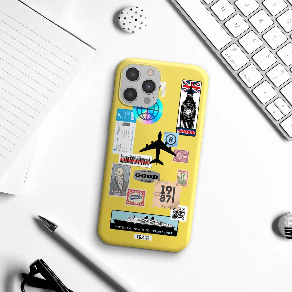 Stamp Stickers Apple iPhone 12 pro Silicone canary yellow Case