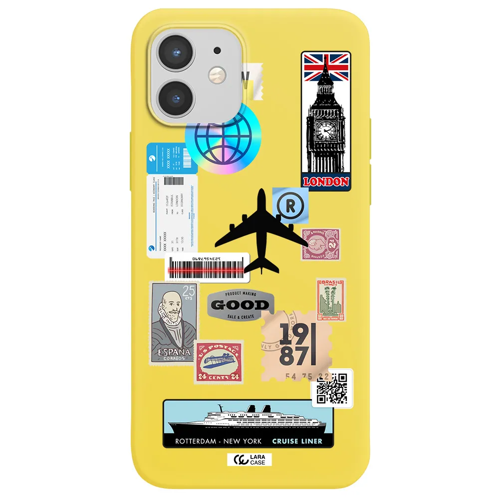 Stamp Stickers Apple iPhone 12 Silicone canary yellow Case