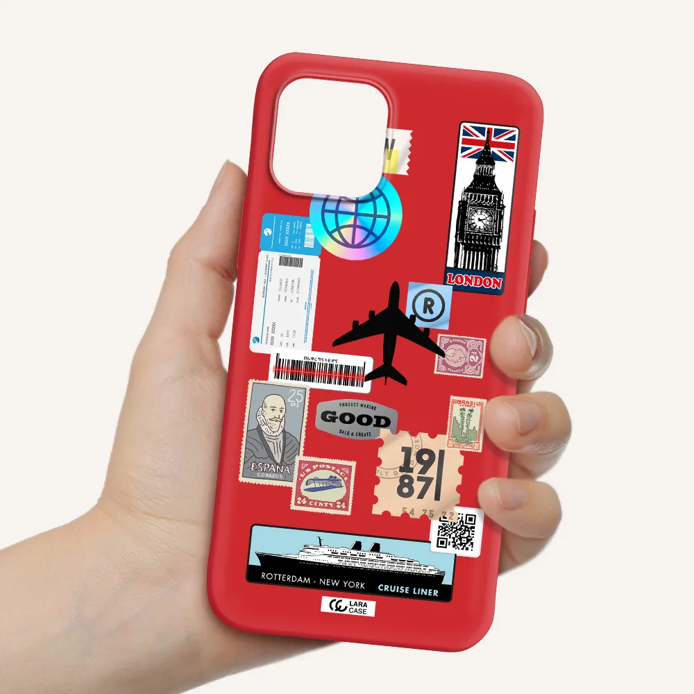 Stamp Stickers Apple iPhone 12 Silicone Imperial Red Case