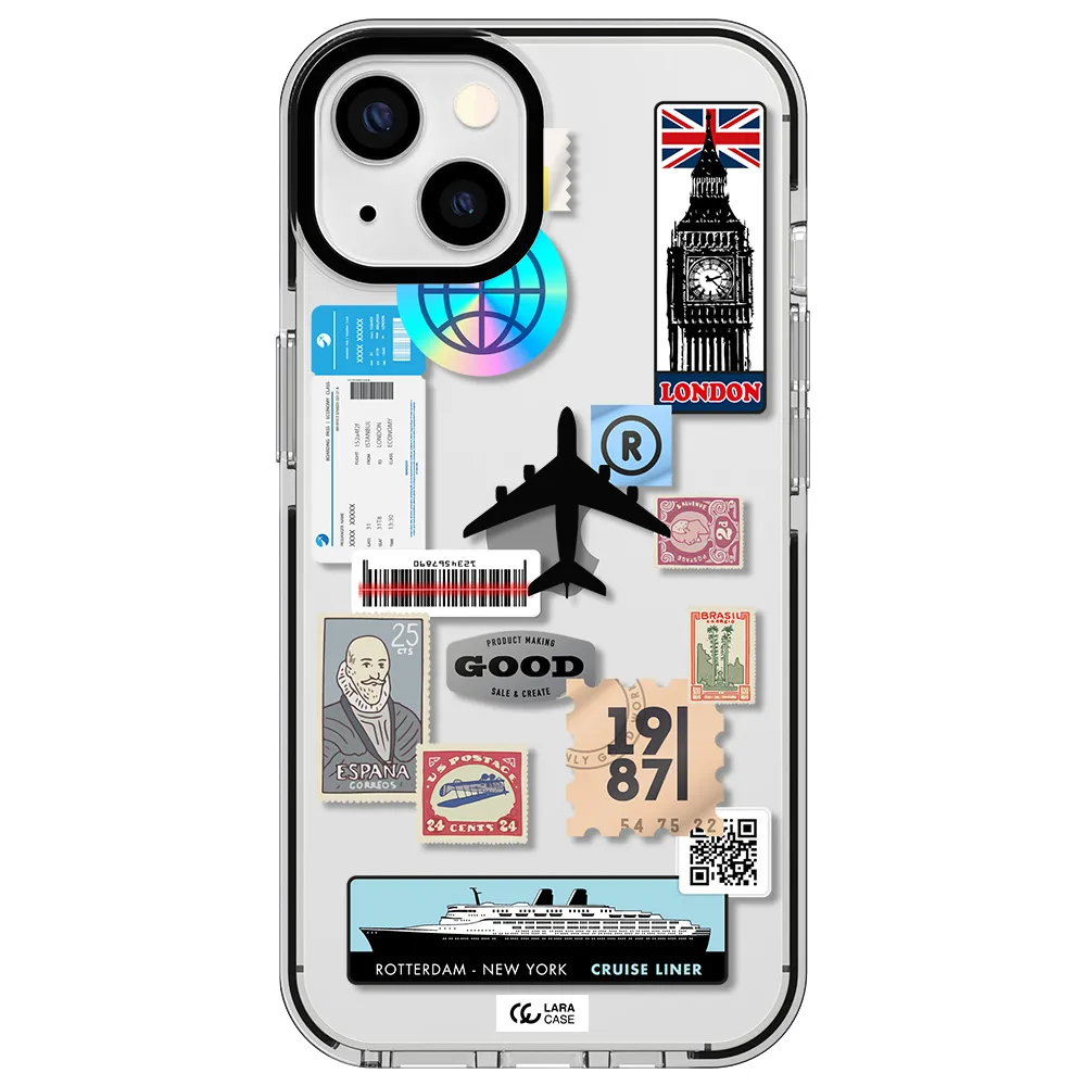 Stamp Stickers Apple iPhone 13 impact black border Case