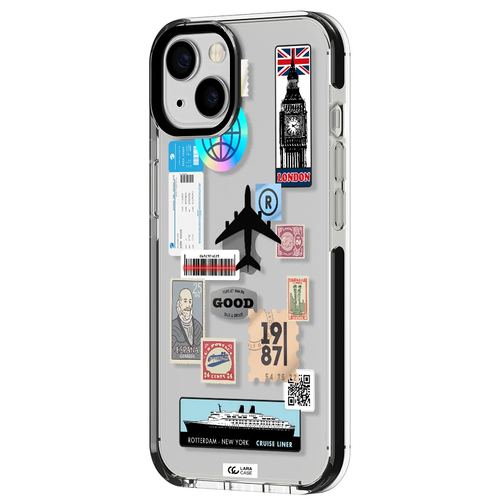 Stamp Stickers Apple iPhone 13 impact black border Case