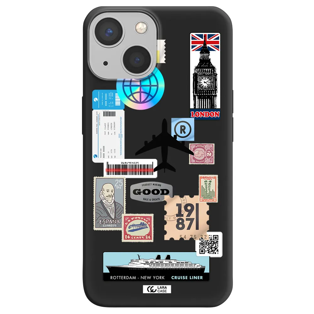 Stamp Stickers Apple iPhone 13 mini Silicone black Case