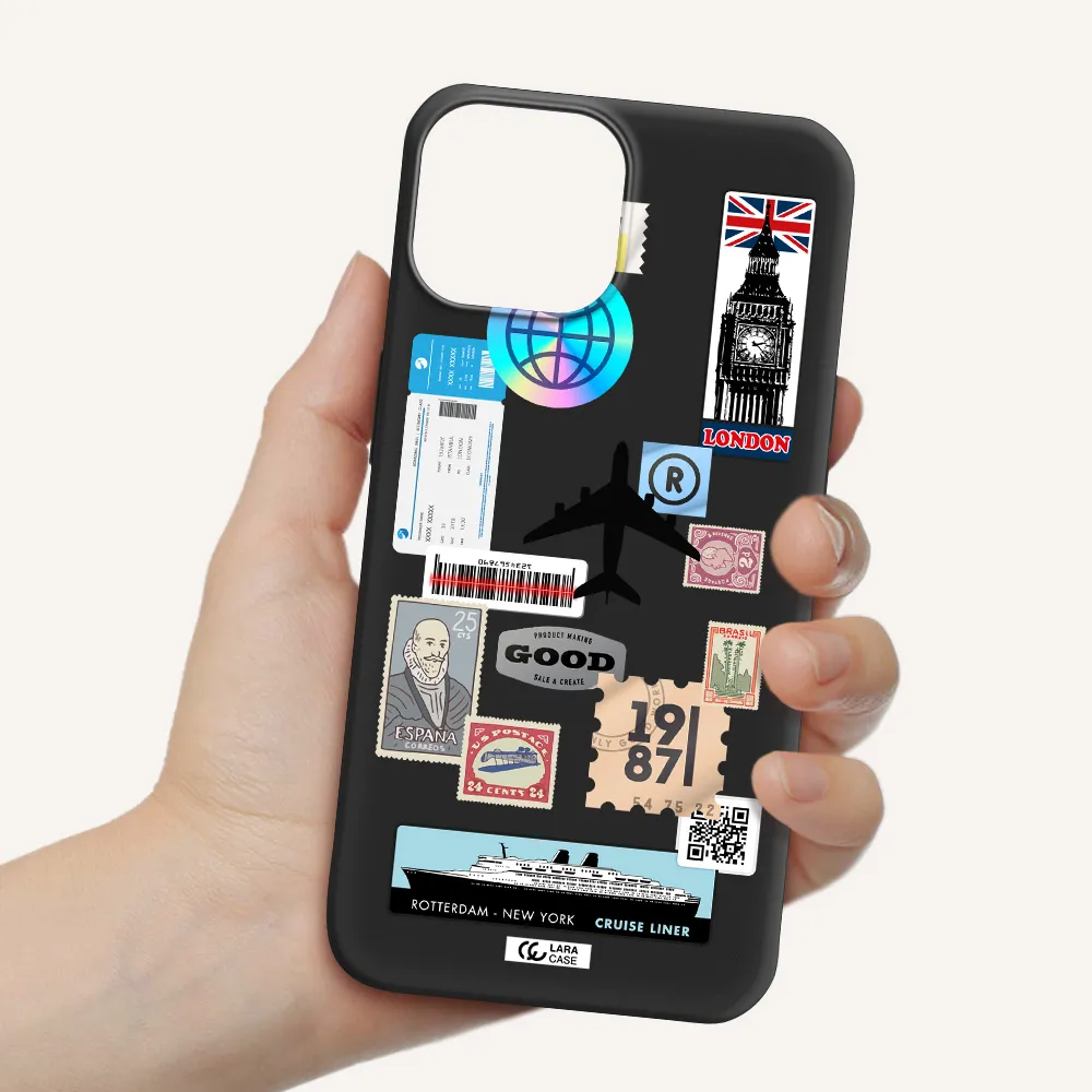 Stamp Stickers Apple iPhone 13 mini Silicone black Case