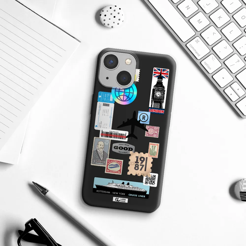 Stamp Stickers Apple iPhone 13 mini Silicone black Case