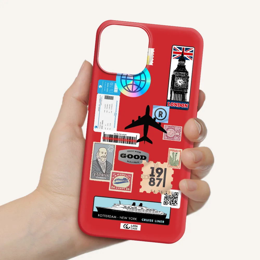 Stamp Stickers Apple iPhone 13 mini Silicone Imperial Red Case