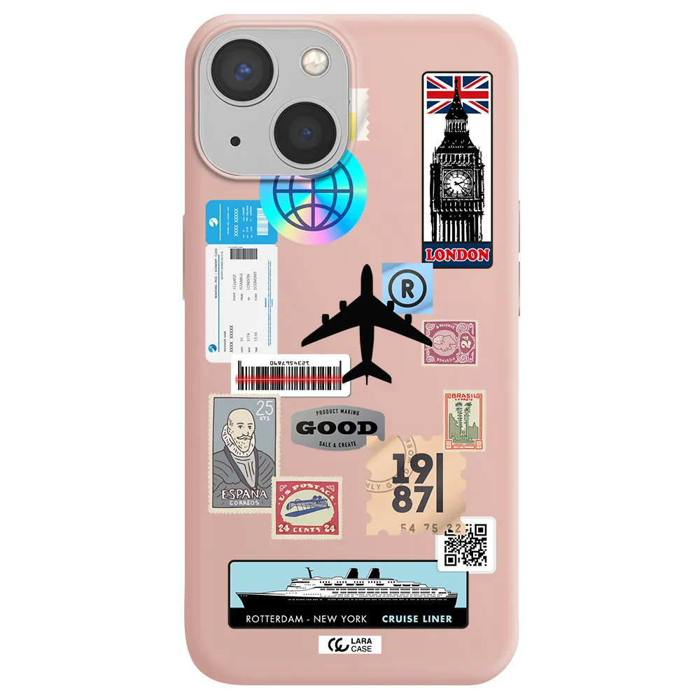 Stamp Stickers Apple iPhone 13 mini Silicone pastel pink Case