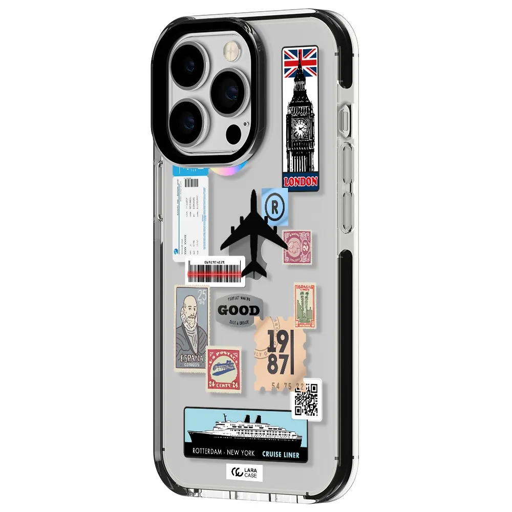 Stamp Stickers Apple iPhone 13 Pro impact black border Case