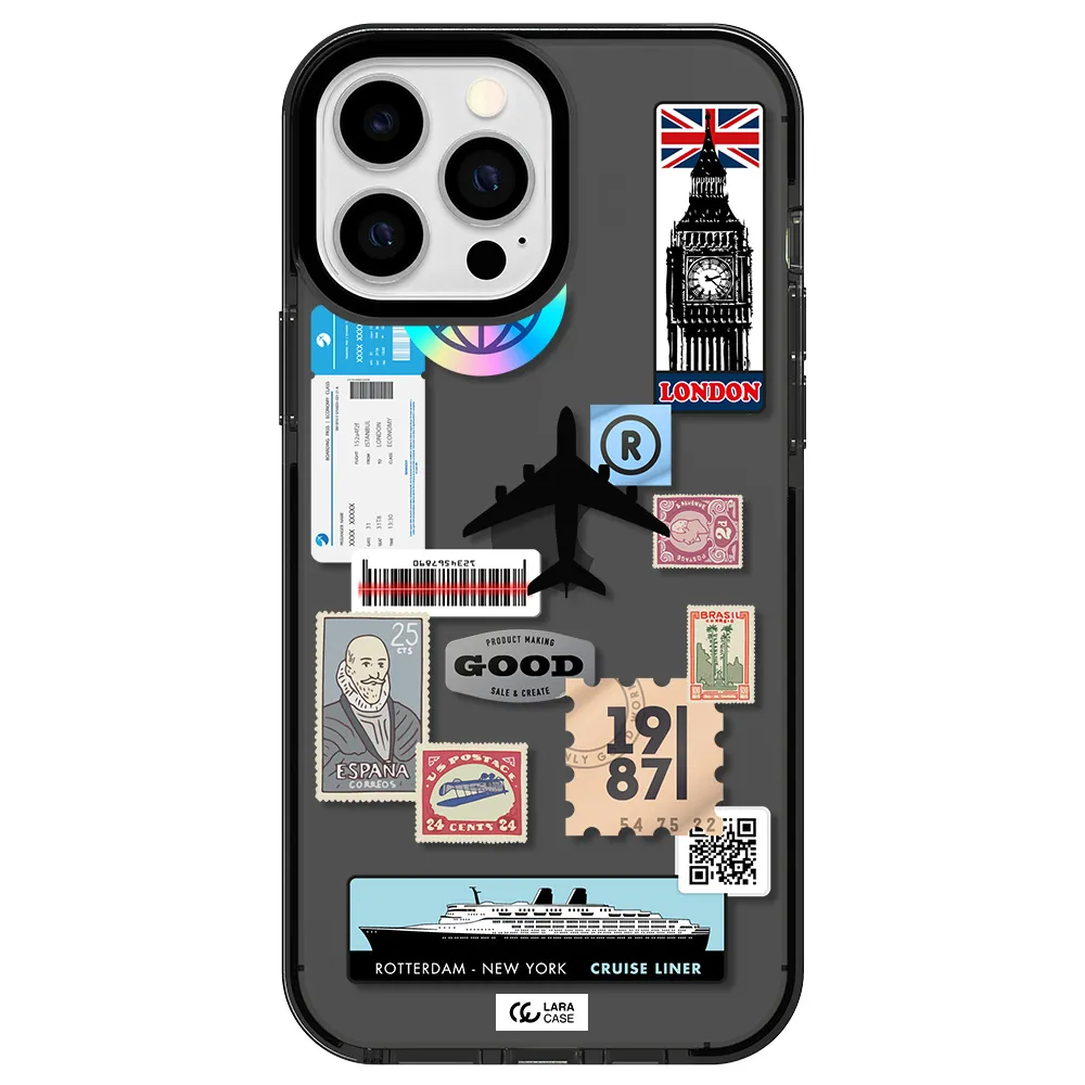 Stamp Stickers Apple iPhone 13 Pro Max impact Smoke Black Case