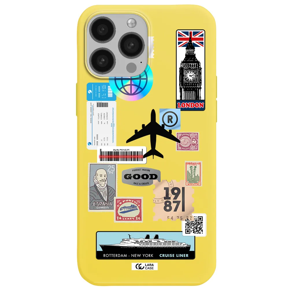 Stamp Stickers Apple iPhone 13 Pro Max Silicone canary yellow Case