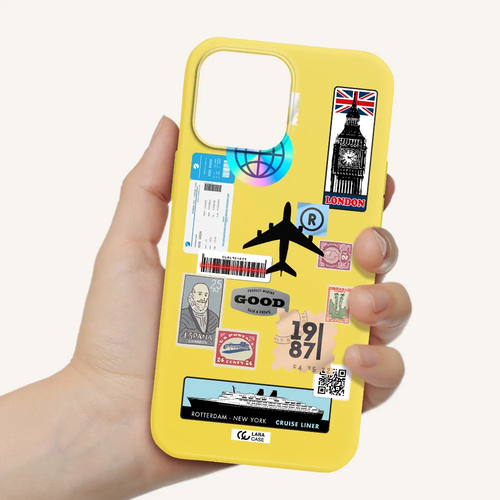 Stamp Stickers Apple iPhone 13 Pro Silicone canary yellow Case
