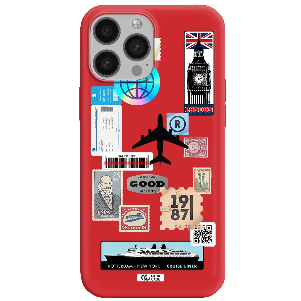 Stamp Stickers Apple iPhone 13 Pro Silicone Imperial Red Case
