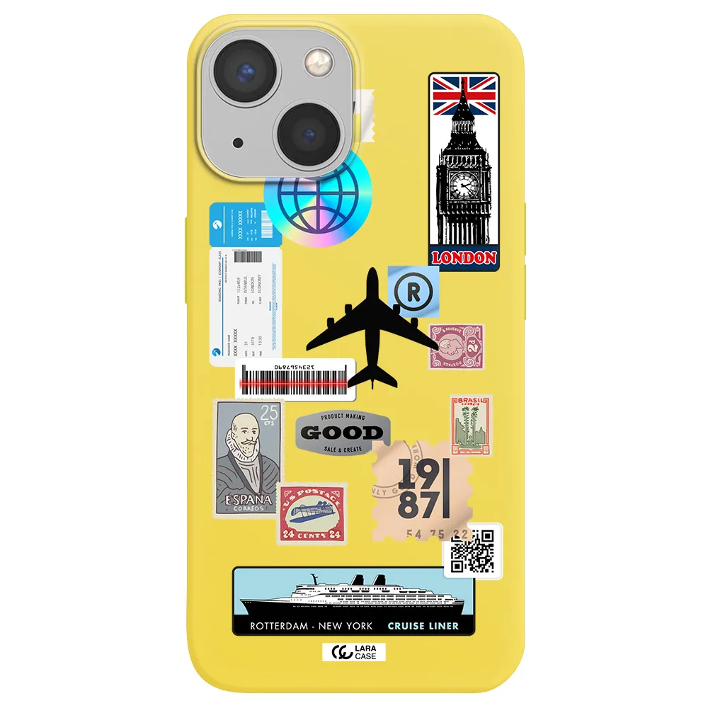 Stamp Stickers Apple iPhone 13 Silicone canary yellow Case