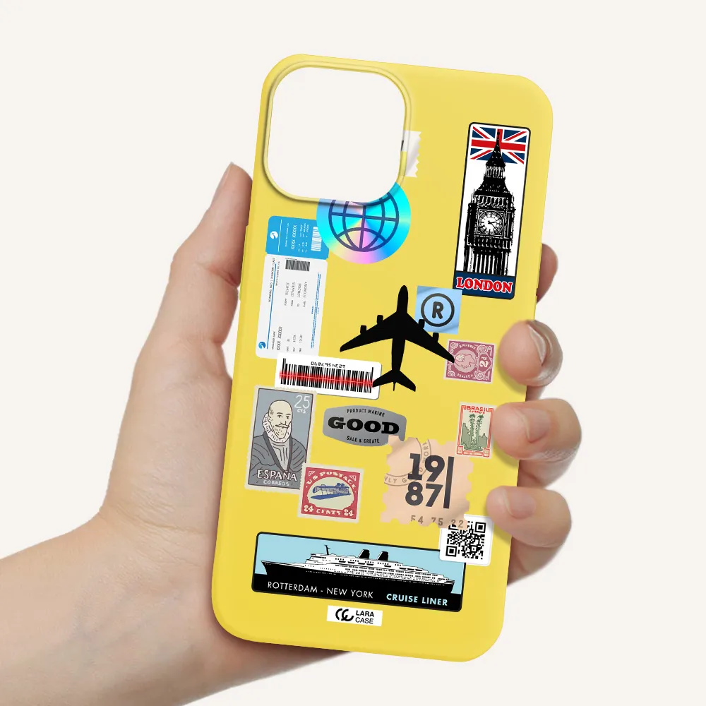 Stamp Stickers Apple iPhone 13 Silicone canary yellow Case