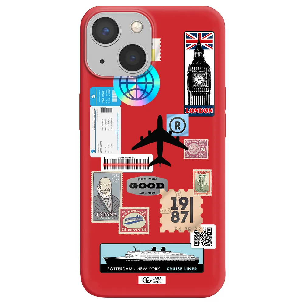 Stamp Stickers Apple iPhone 13 Silicone Imperial Red Case