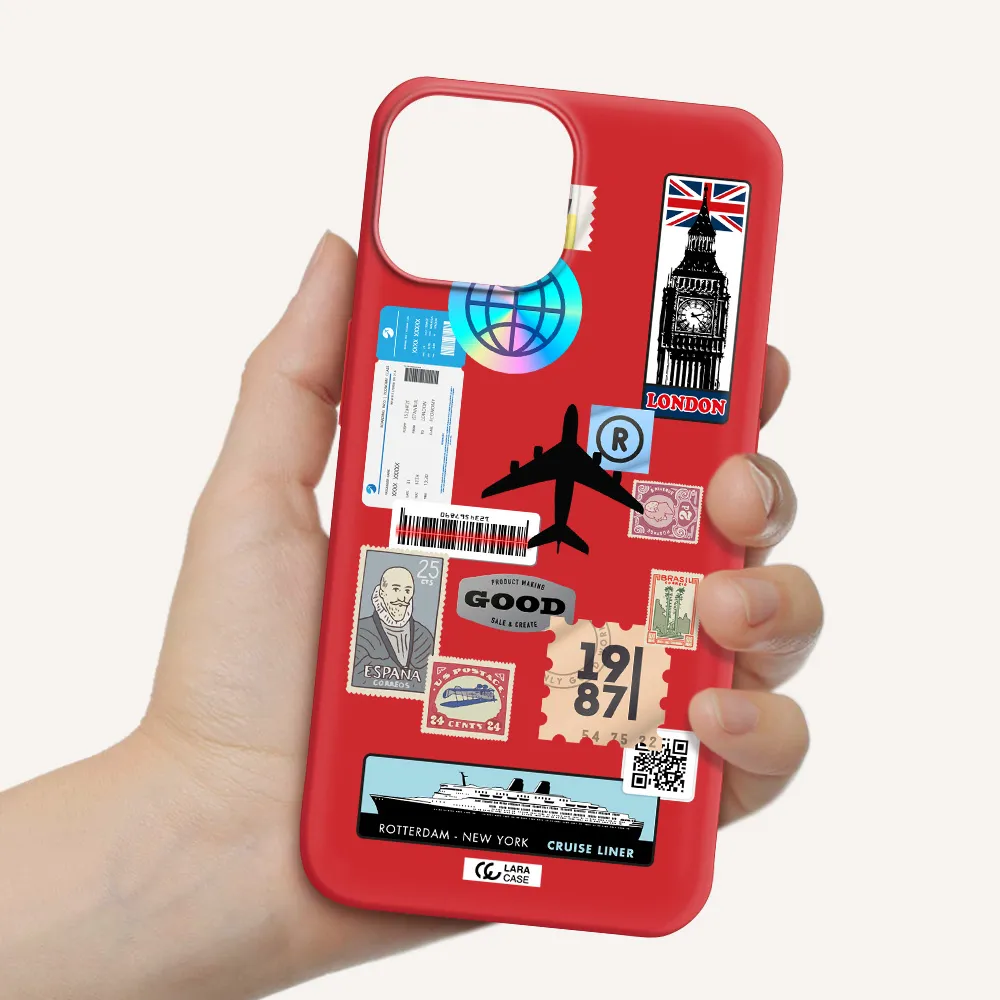 Stamp Stickers Apple iPhone 13 Silicone Imperial Red Case