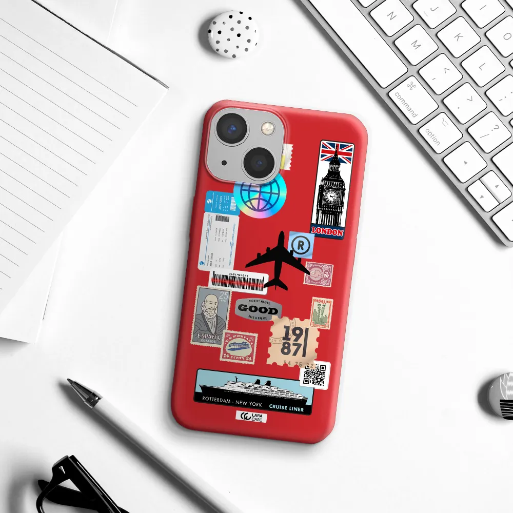 Stamp Stickers Apple iPhone 13 Silicone Imperial Red Case