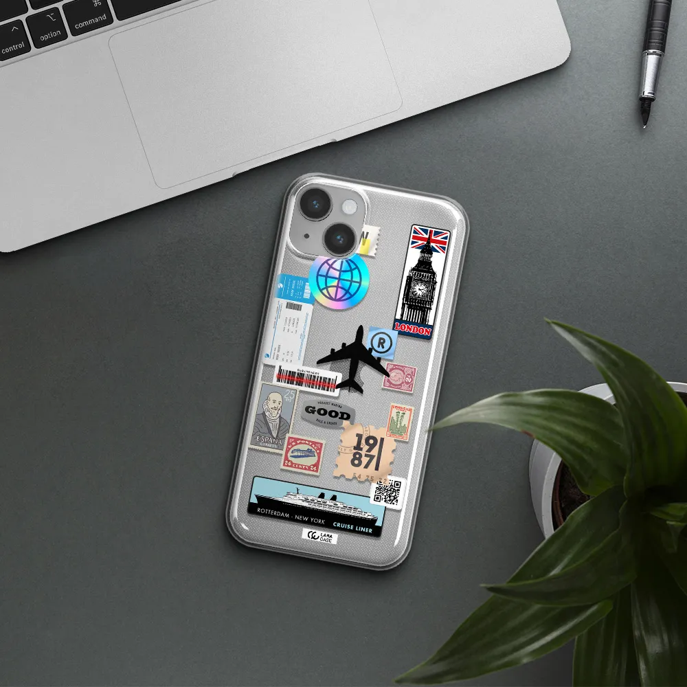 Stamp Stickers Apple iPhone 14 Clear TPU Case