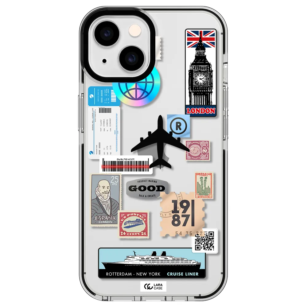 Stamp Stickers Apple iPhone 14 impact black border Case