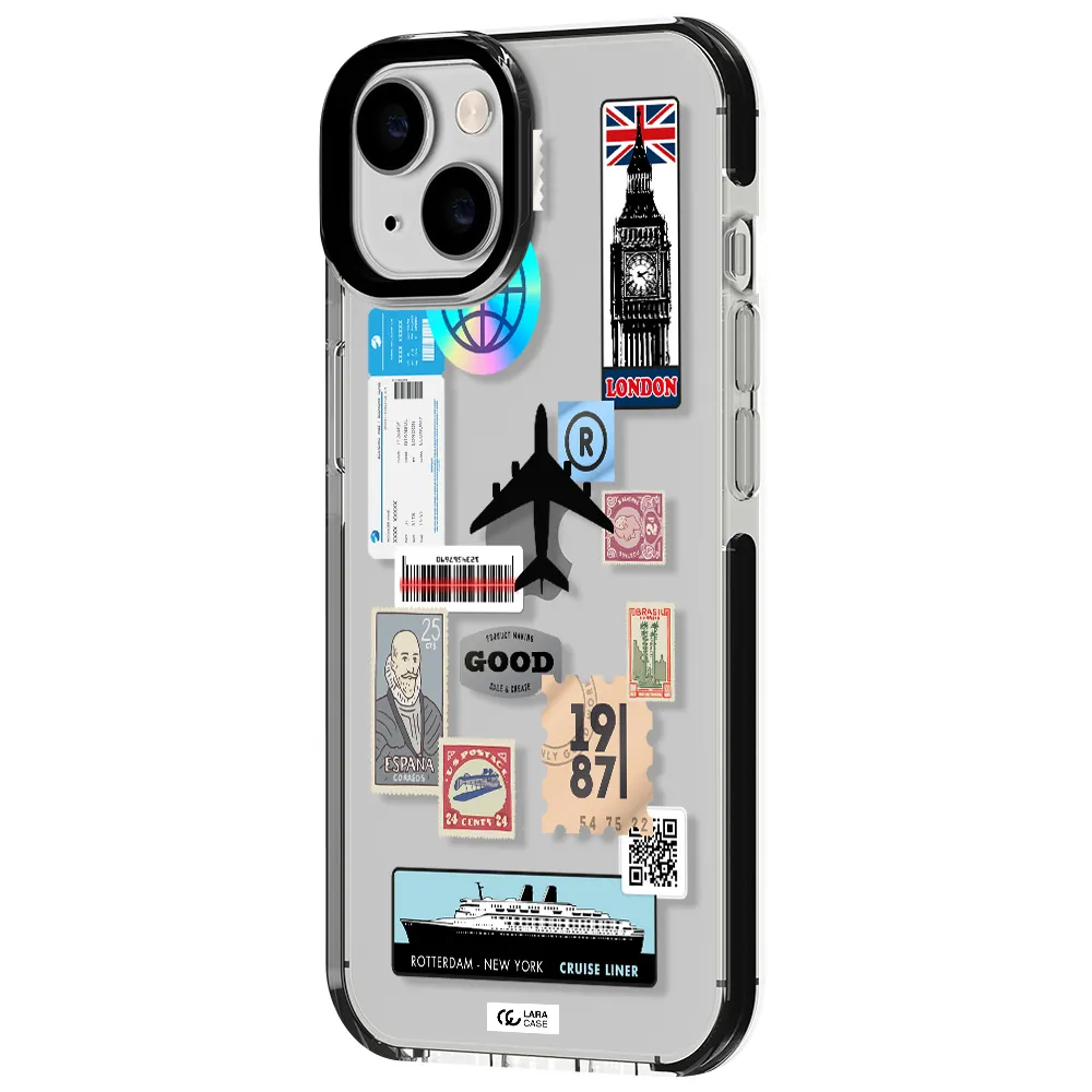 Stamp Stickers Apple iPhone 14 impact black border Case
