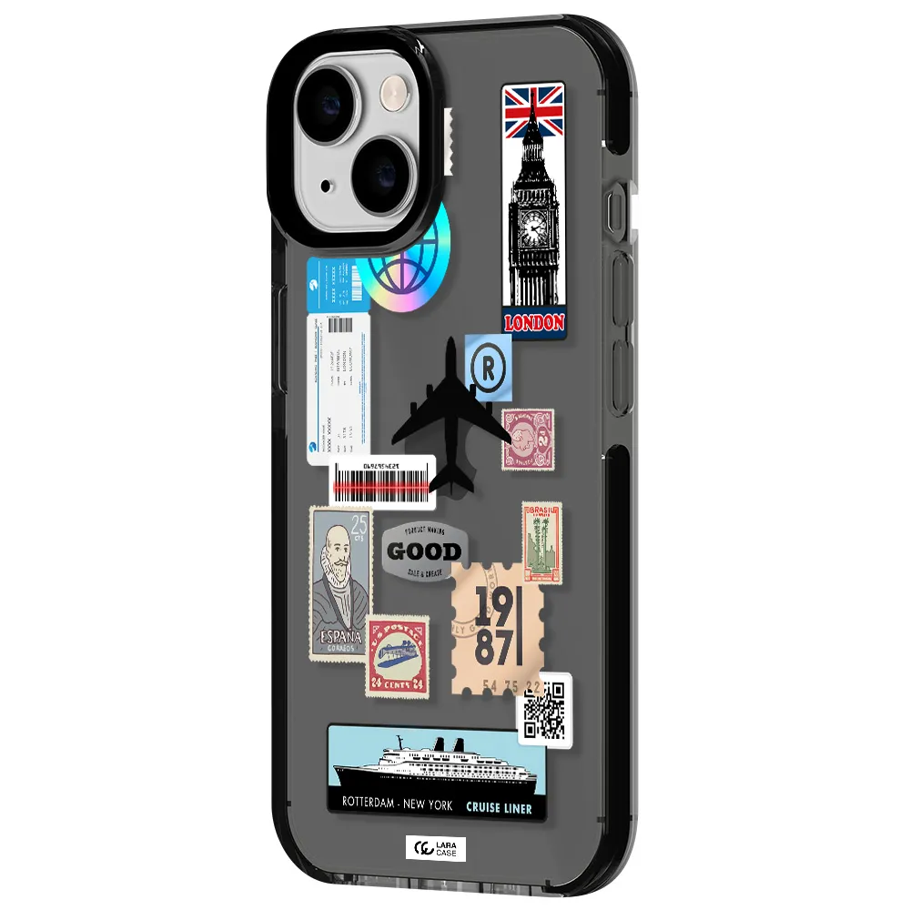 Stamp Stickers Apple iPhone 14 impact Smoke Black Case