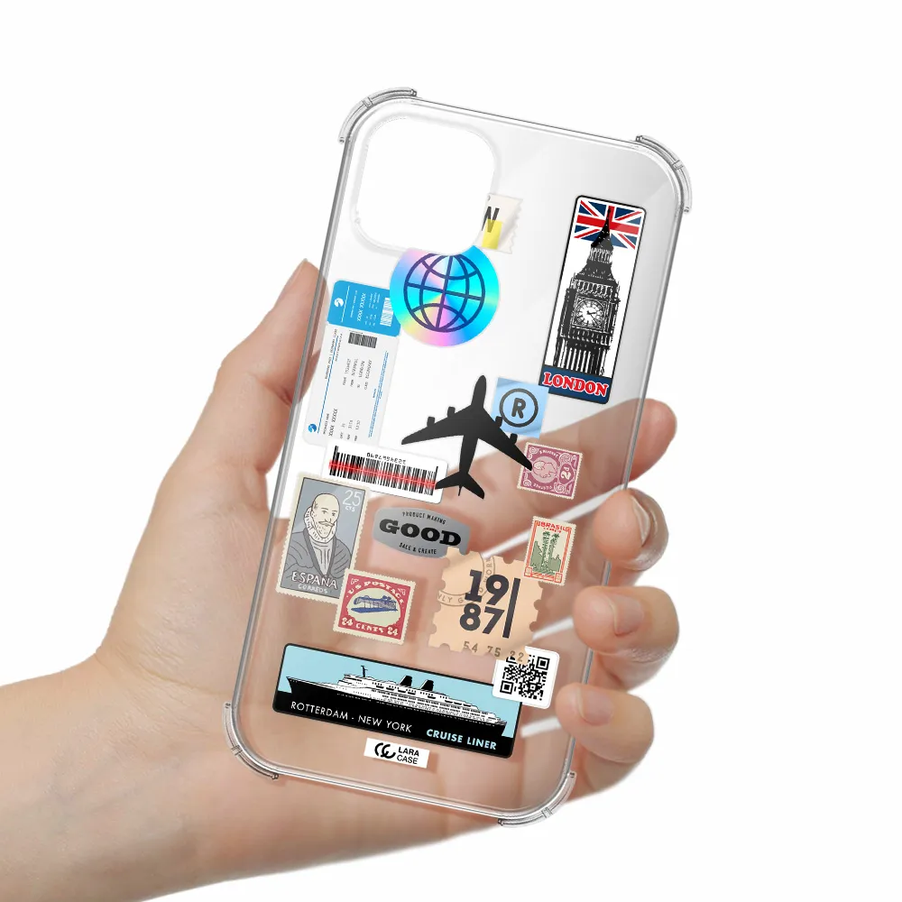 Stamp Stickers Apple iPhone 14 plus Clear PC Case