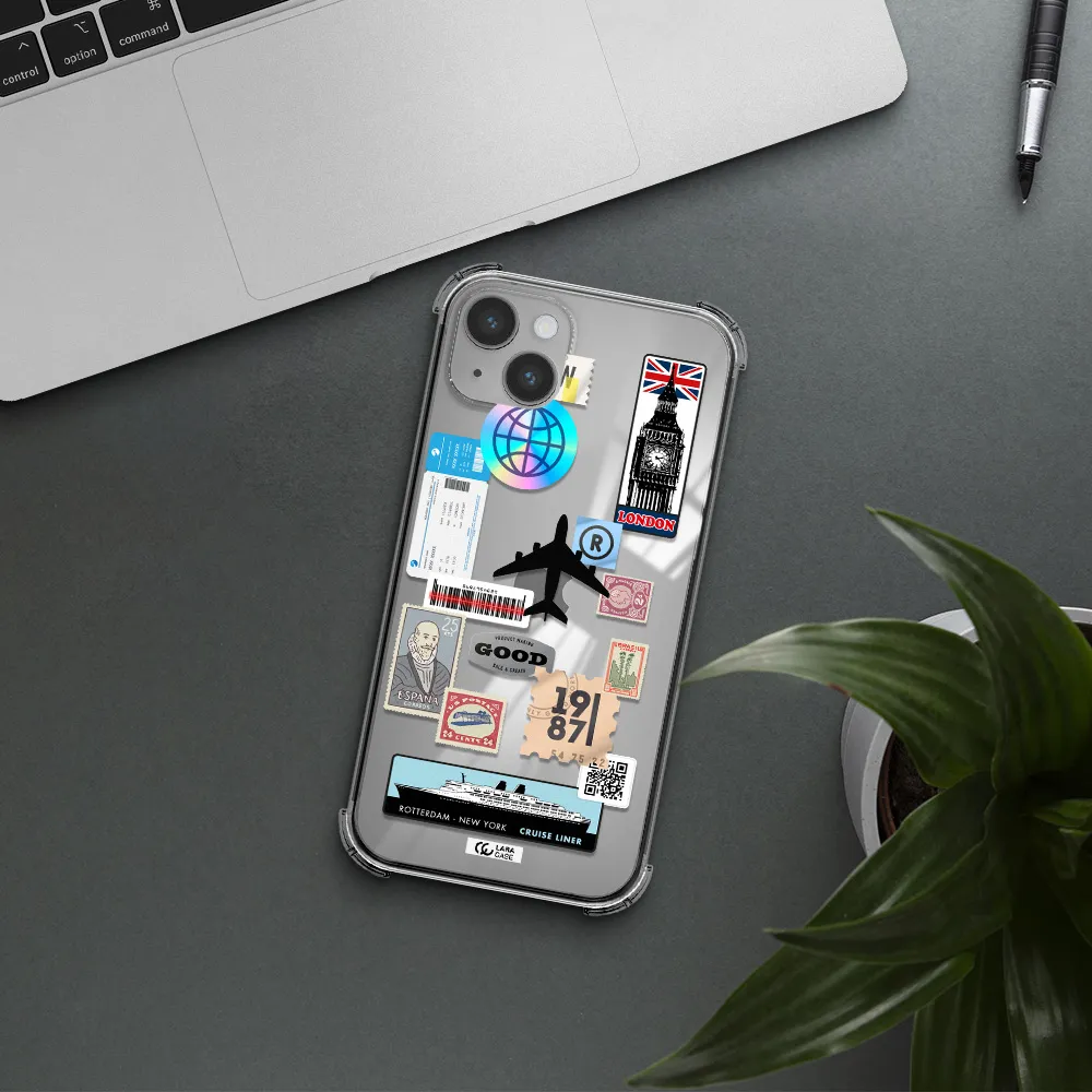 Stamp Stickers Apple iPhone 14 plus Clear PC Case