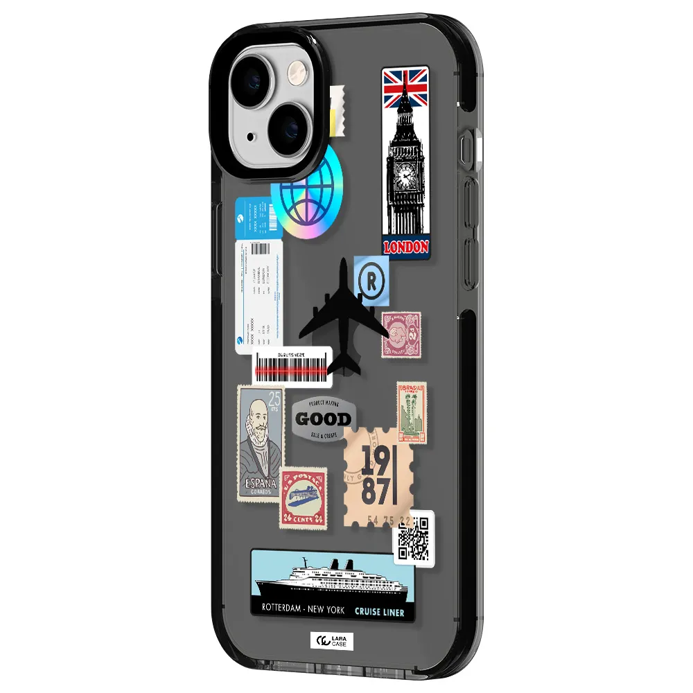 Stamp Stickers Apple iPhone 14 plus impact Smoke Black Case