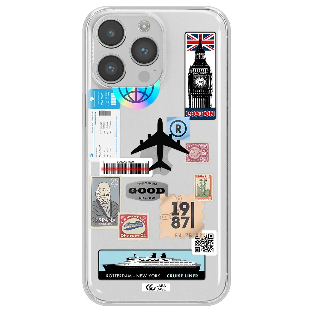 Stamp Stickers Apple iPhone 14 pro Clear TPU Case