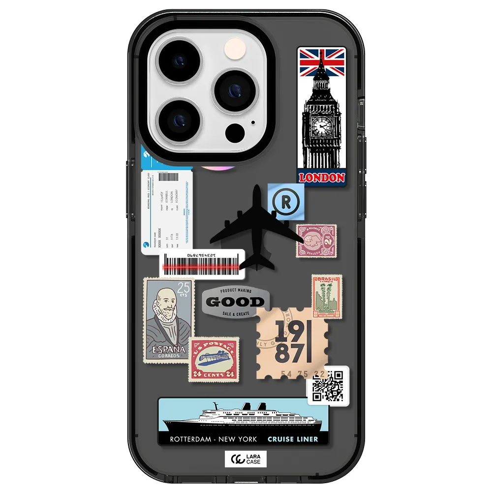 Stamp Stickers Apple iPhone 14 pro impact Smoke Black Case