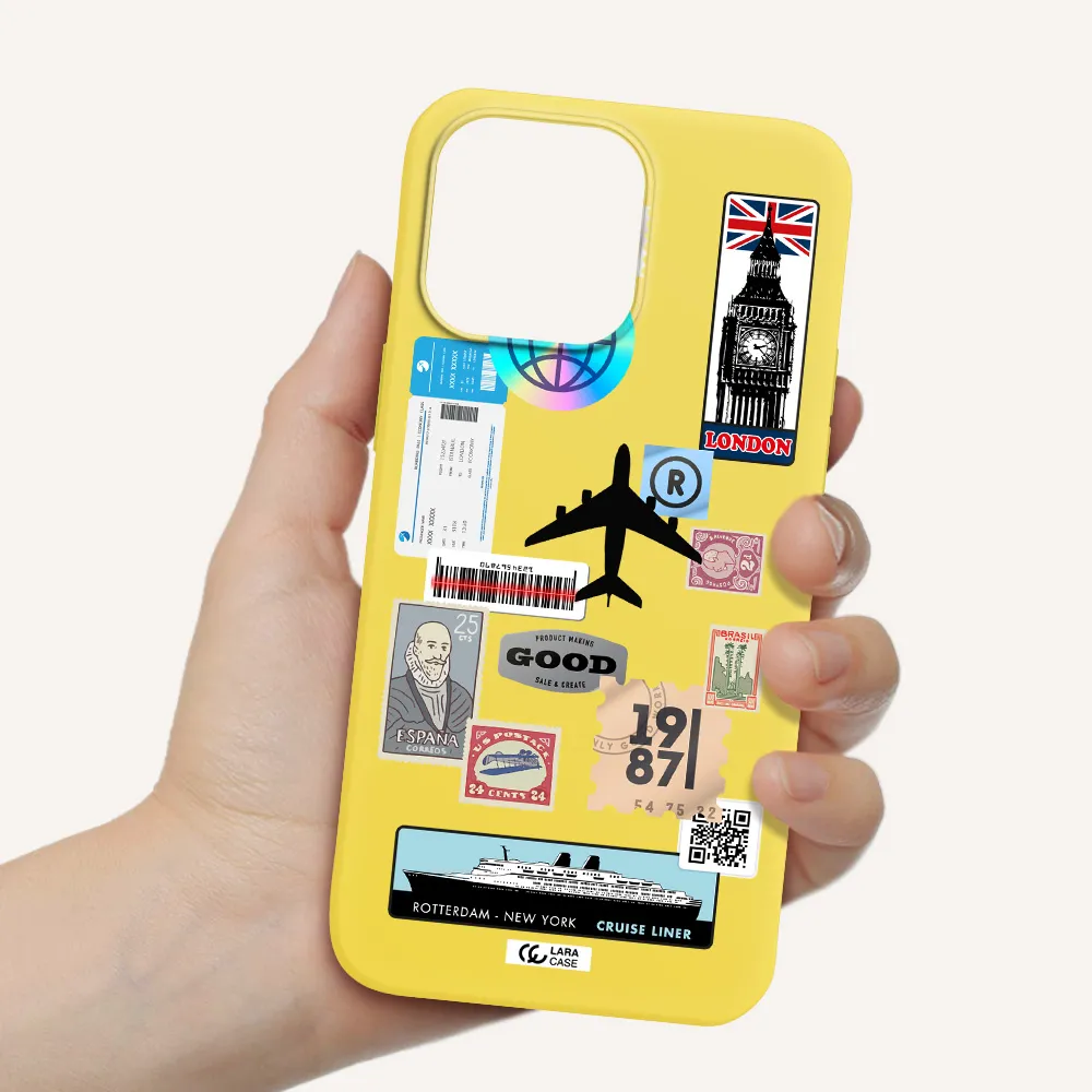 Stamp Stickers Apple iPhone 14 pro max Silicone canary yellow Case