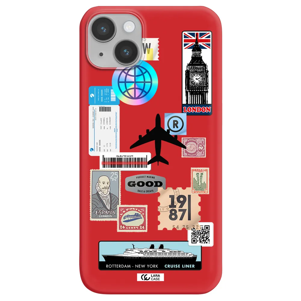Stamp Stickers Apple iPhone 14 Silicone Imperial Red Case