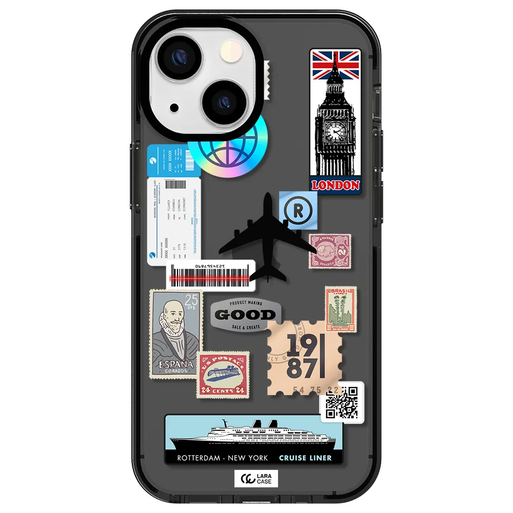 Stamp Stickers Apple iPhone 15 impact Smoke Black Case