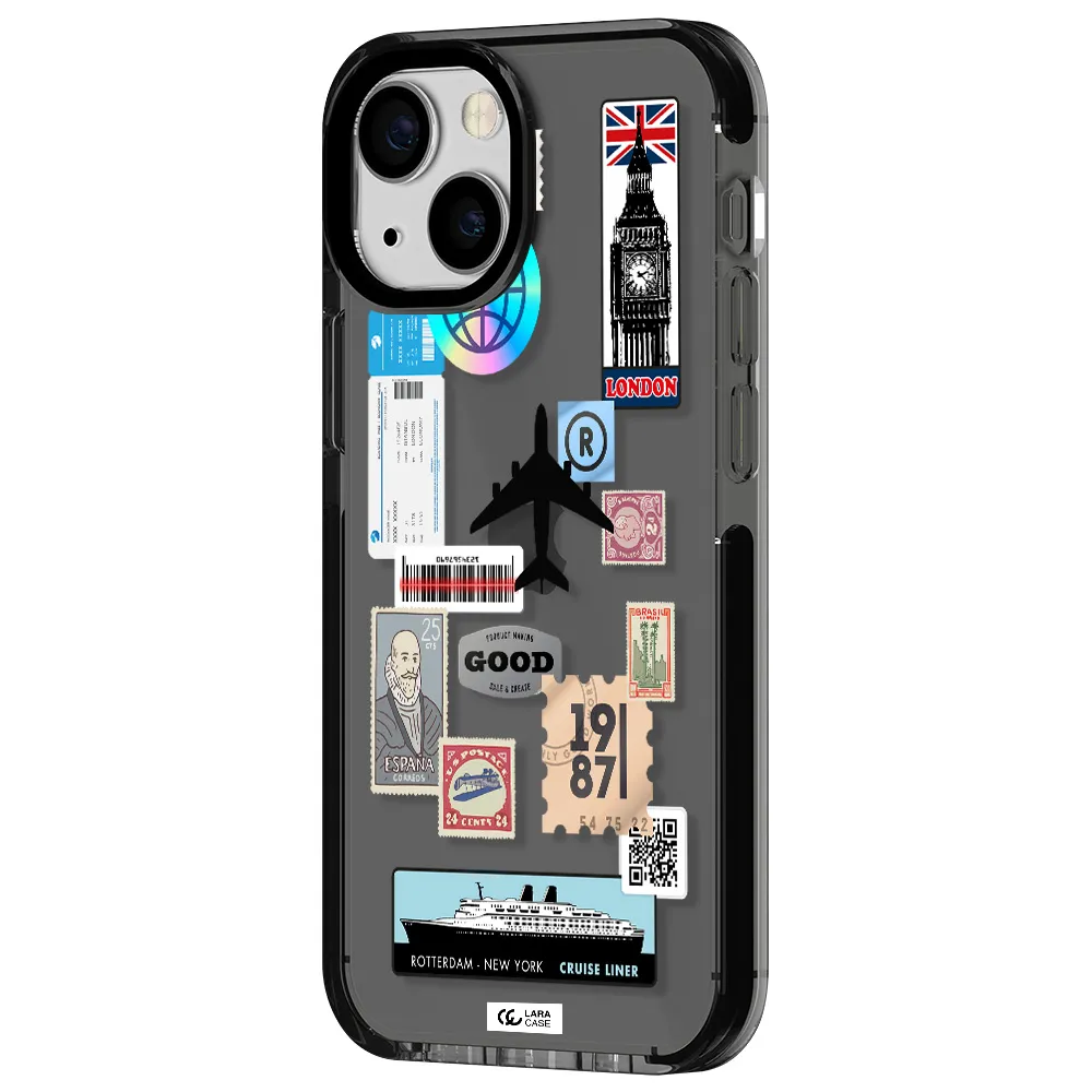 Stamp Stickers Apple iPhone 15 impact Smoke Black Case