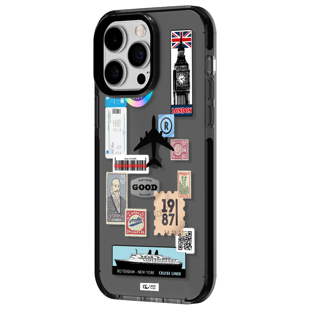Stamp Stickers Apple iPhone 15 Pro Max impact Smoke Black Case