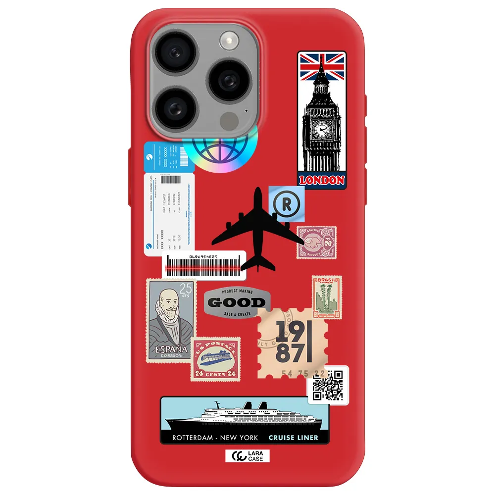 Stamp Stickers Apple Iphone 15 Pro Max Silicone Imperial Red Case