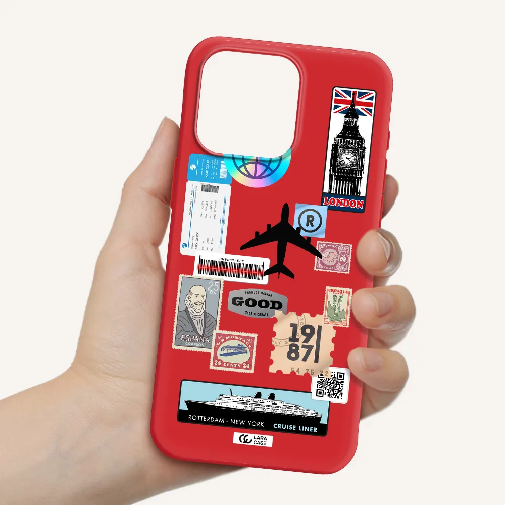 Stamp Stickers Apple Iphone 15 Pro Max Silicone Imperial Red Case