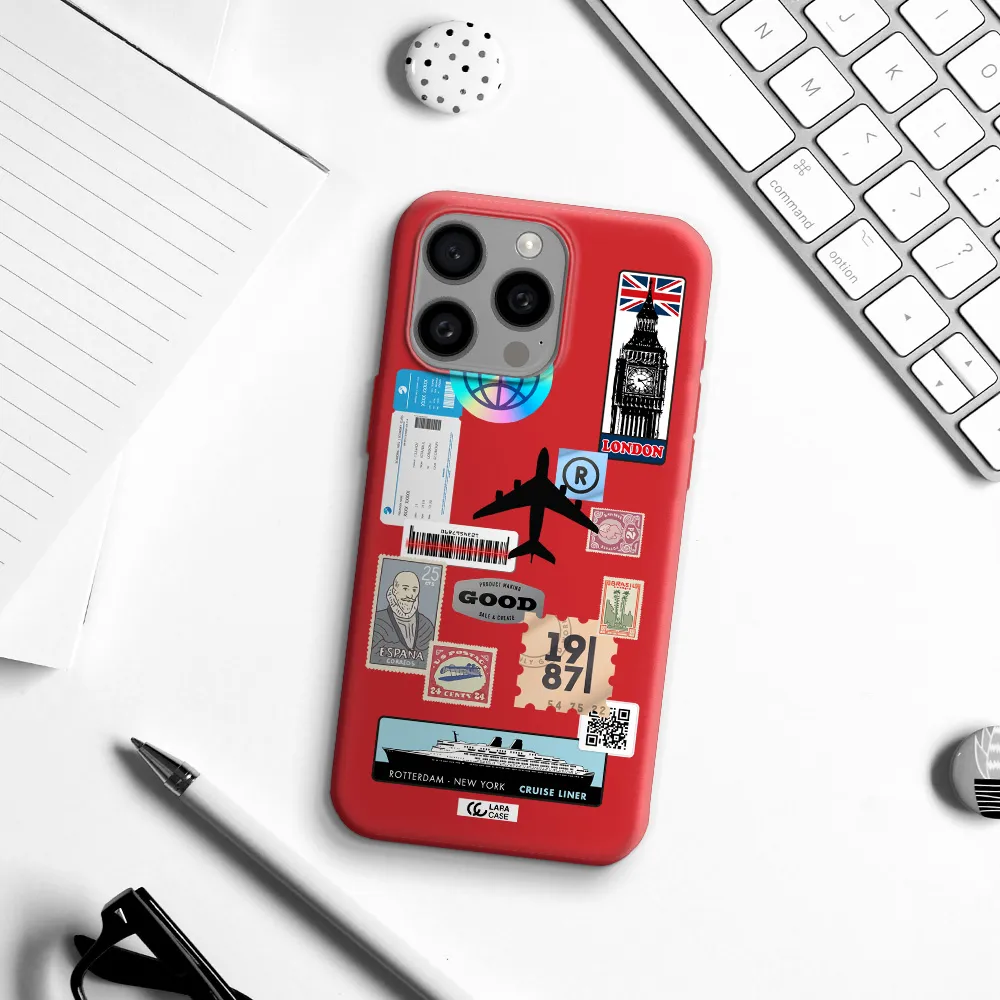 Stamp Stickers Apple Iphone 15 Pro Max Silicone Imperial Red Case