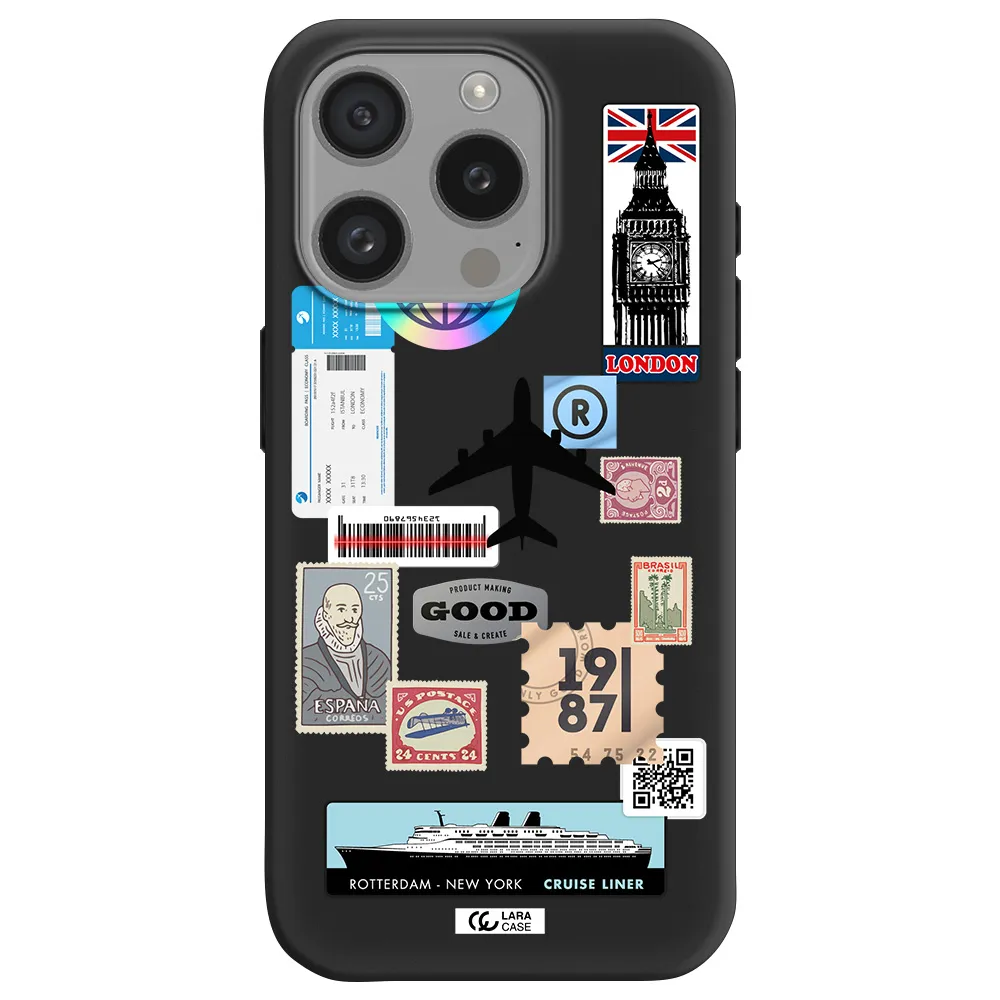 Stamp Stickers Apple Iphone 15 Pro Silicone Black Case