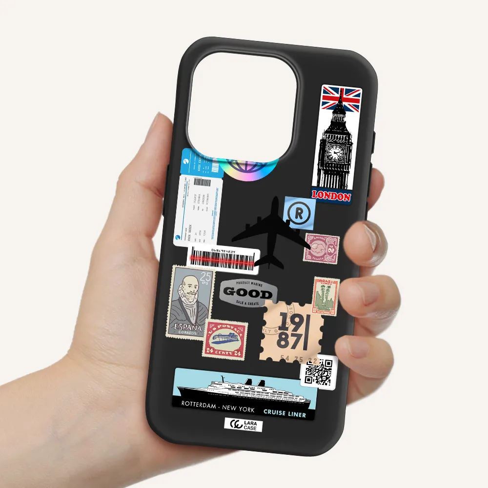 Stamp Stickers Apple Iphone 15 Pro Silicone Black Case