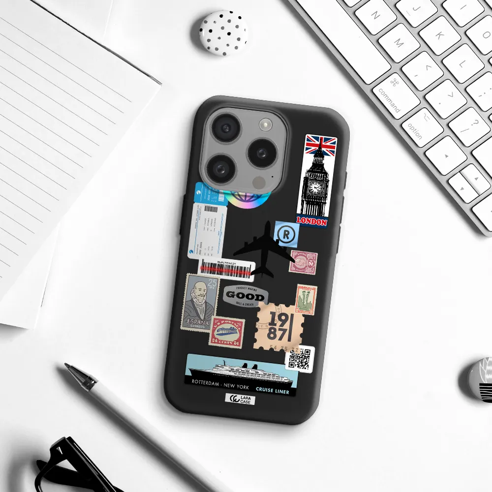 Stamp Stickers Apple Iphone 15 Pro Silicone Black Case