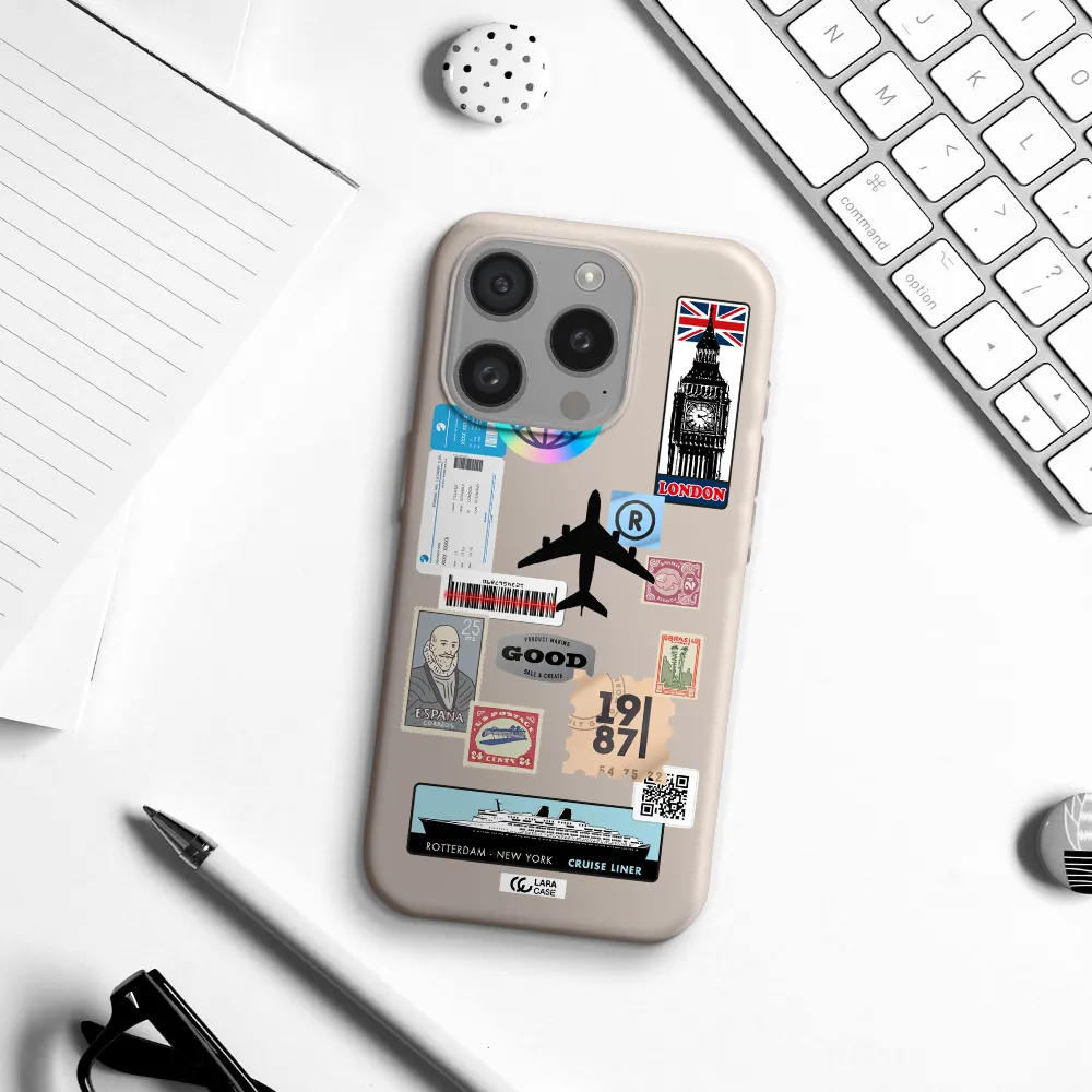 Stamp Stickers Apple Iphone 15 Pro Silicone Stone Case